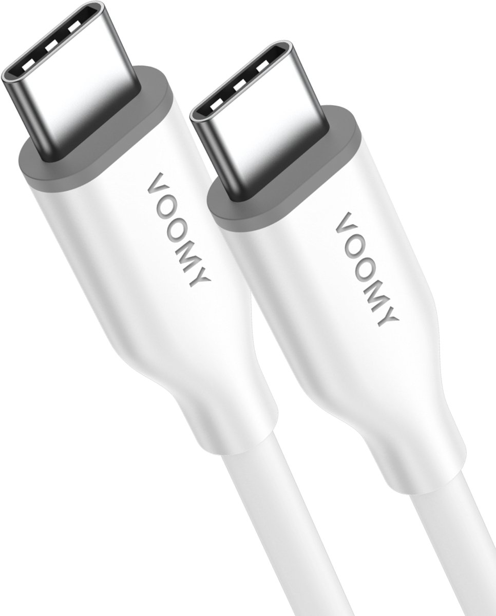 Voomy USB C Kabel 60W - 1 Meter - USB-C naar USB-C Oplaadkabel - Fast Charging - Universeel - Geschikt voor Telefoon, Laptop en Tablet - Wit