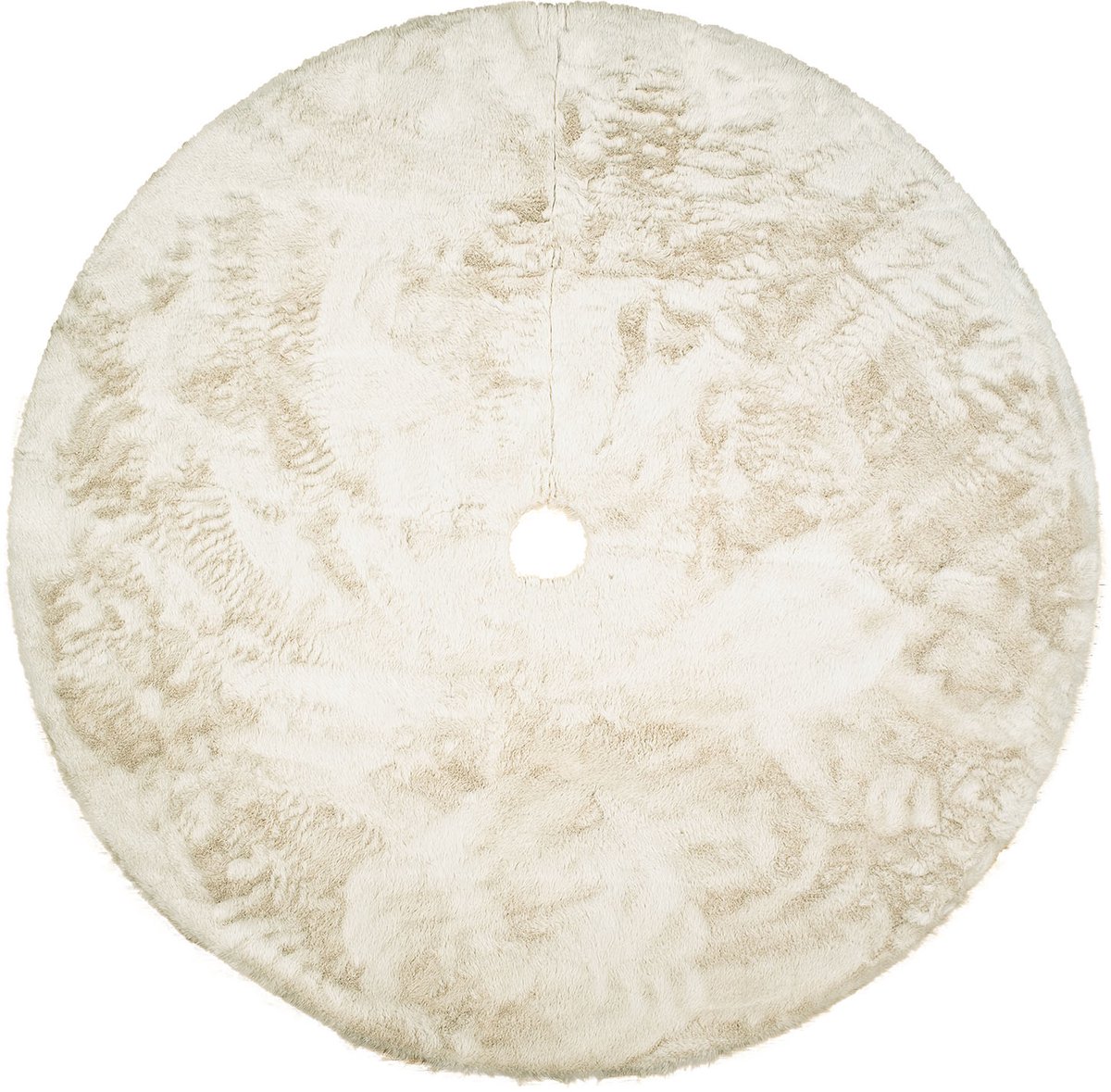 FEROCITY - Kerstboom basis - 150cm - Ronde pluche kerstversiering - kerstboomdeken - basis bevestigd met klittenband - Beige