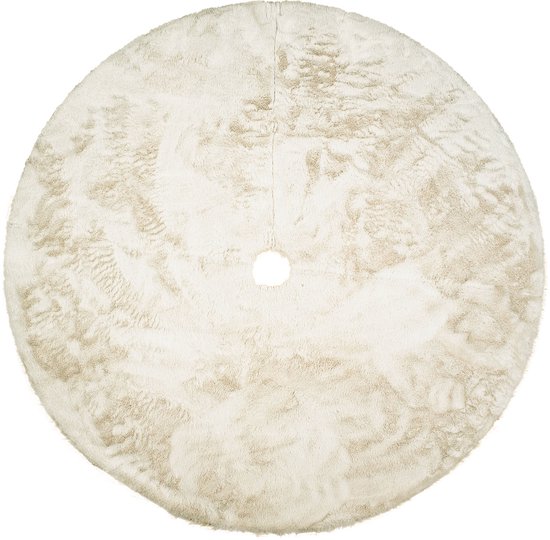 FEROCITY - Kerstboom basis - 150cm - Ronde pluche kerstversiering - kerstboomdeken - basis bevestigd met klittenband - Beige