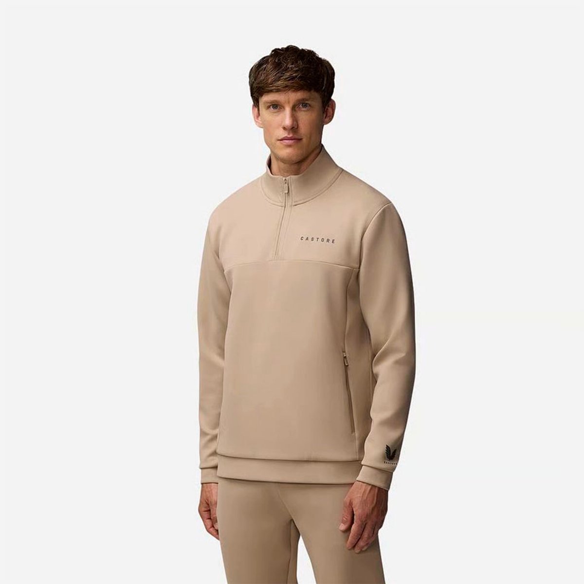 Castore Flex Lifestyle Sweatshirt Met Halve Rits Beige XL Man