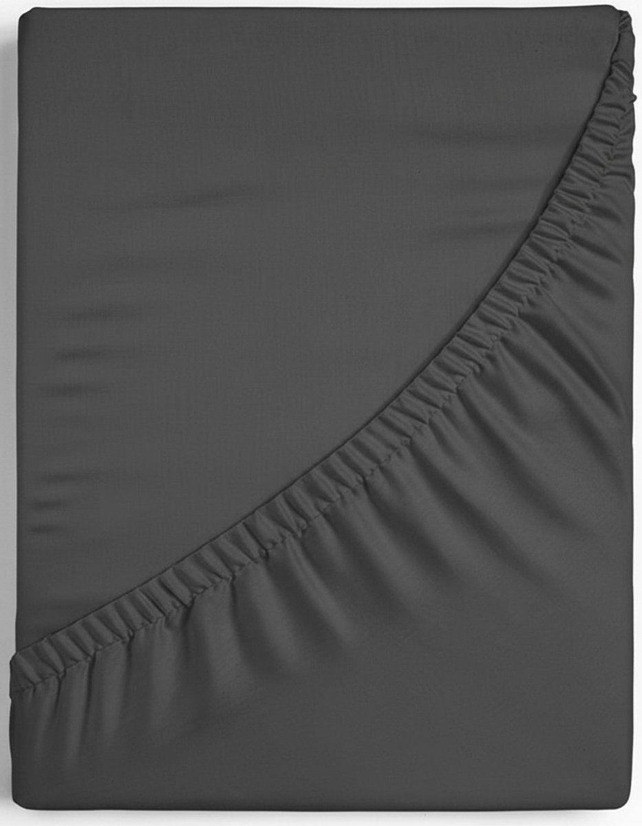 Dreamers Den - Premium Jersey Elestaan - Biologisch Katoen - Topper Hoeslaken - Donkergrijs - 160x220 cm