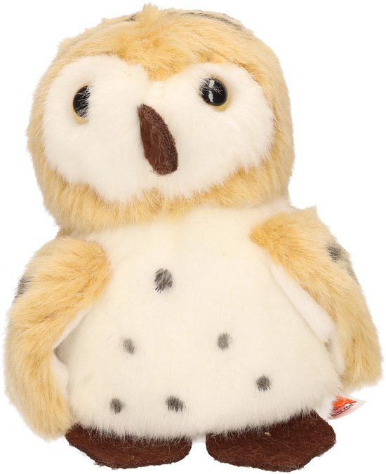 Wild republic Pluche knuffel Uil - vogel - bruin/wit - 13 cm - bosdieren knuffels