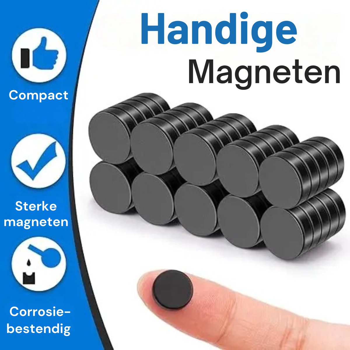Super sterke Magneten - 10x3 MM - Magneten voor Whiteboard en Koelkast - Magneten voor Magneetbord - 20 Stuks - Zwart — afbeelding 4