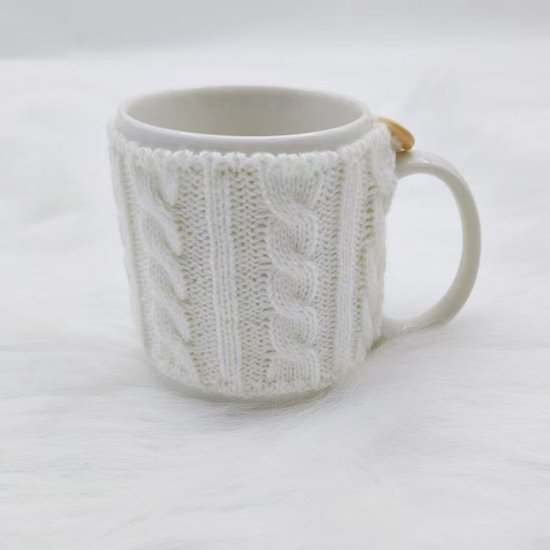 4-delige koffiekopjeshoezen, herbruikbare gebreide haakbekerhoezen, mok-theehoezen, handgemaakte serviesgoed, dames- en herenkoffie- en theekopisolatoren (gemengde kleuren) van Qilmy — afbeelding 5