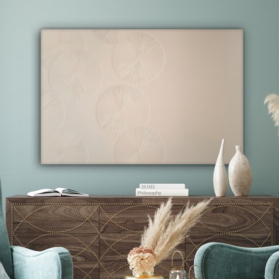 Peinture sur toile 120x80 cm - Décoration murale Japandi - Beige - Moderne - Décoration murale salon - Décoration chambre - Accessoires de chambre - Peintures sur toile