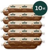 WOOOF Honden worsten Eend Vers vlees natvoer - Houdbare worsten hondenvoer - 10x 800gram