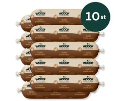 WOOOF Honden worsten Eend Vers vlees natvoer - Houdbare worsten hondenvoer - 10x 800gram