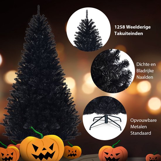 COSTWAY Kunstkerstboom met sneeuw 225 cm, dennenboom met metalen standaard, kerstboom 1346 takken, pvc, kunstboom, kerstklapsysteem voor thuis, kantoor, winkels