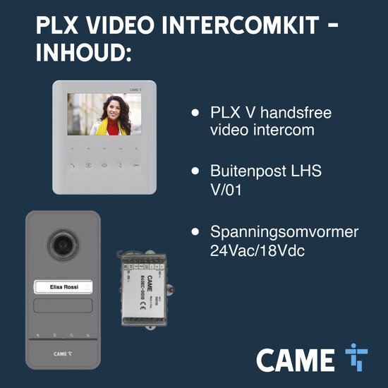 CAME Video-intercomset voor ééngezinswoningen, bestaande uit witte PLX handsfree video-intercom met 5″ LCD-scherm, uitvoering voor slechthorenden, LHS V/01 buitenpost met enkele oproepknop en spanningsomvormer van Merkloos — afbeelding 4