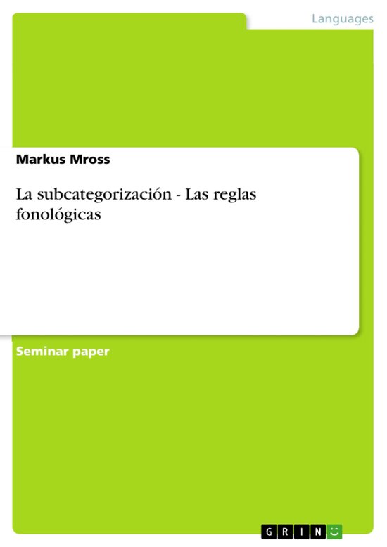 La subcategorización - Las reglas fonológicas - cover