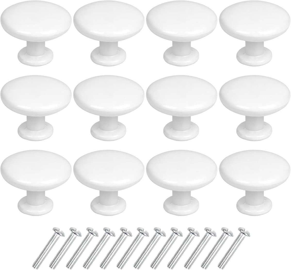 Set van 12 vintage deurgrepen - Deurgreep van roestvrij staal - 30 mm - Ronde vintage knop