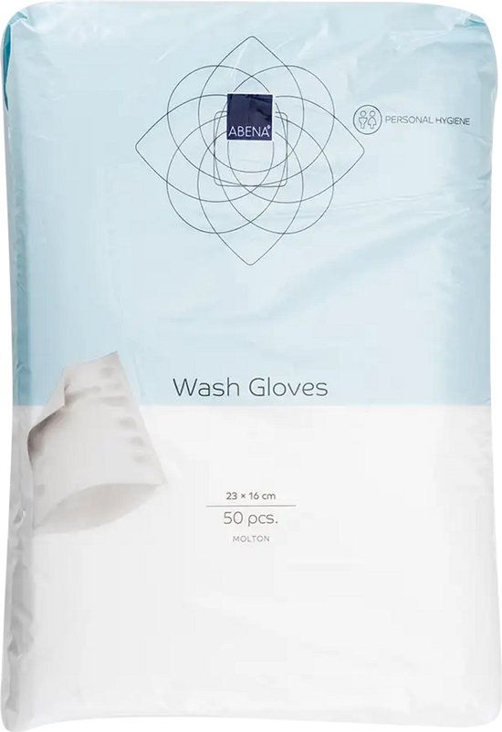 Abena | Gant de toilette non tissé avec relief | 16x23cm | à_usage_unique | 50 pièces