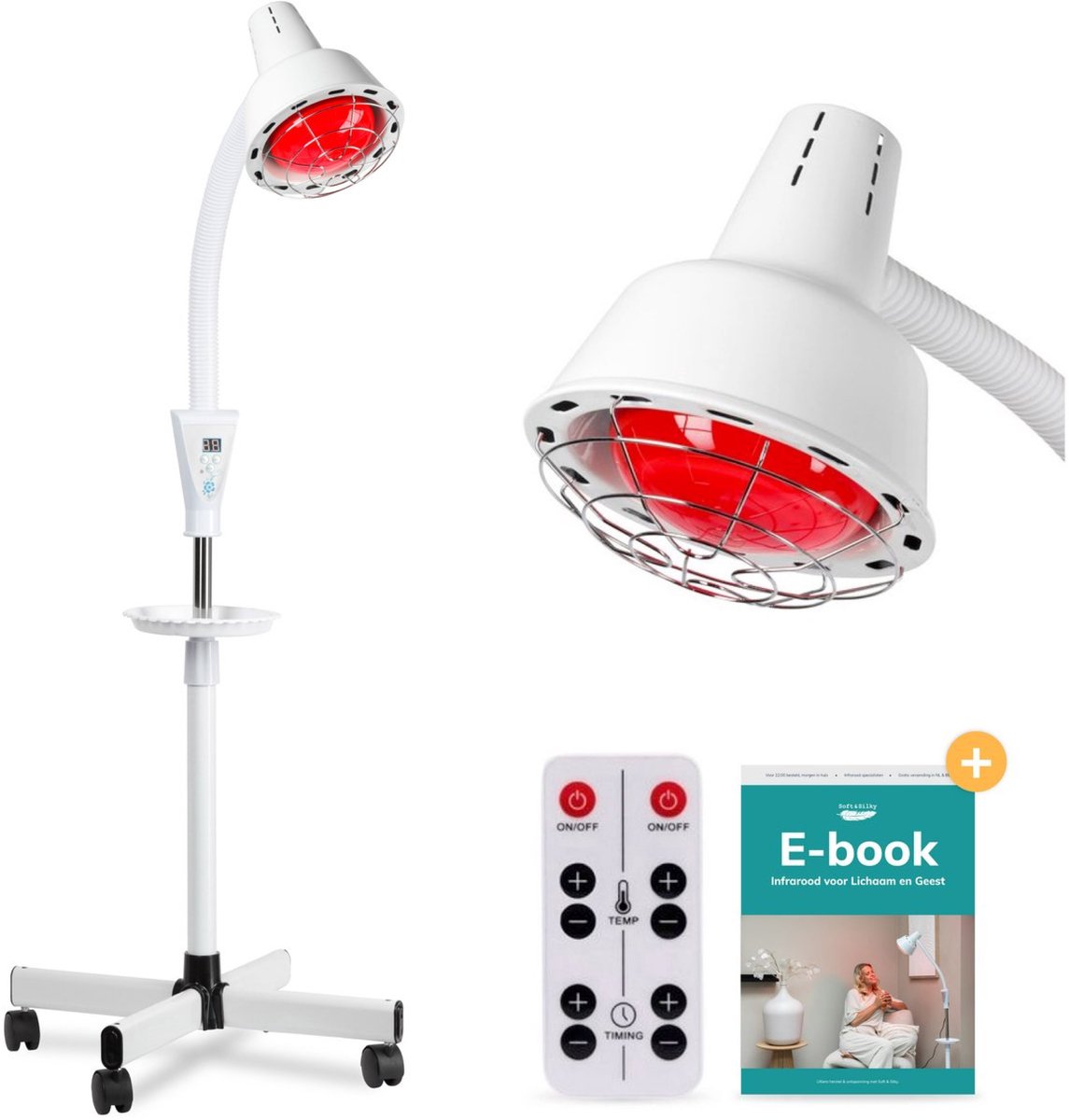 Soft & Silky Infraroodlamp - Red Light Therapy - Rood Licht Therapie - Infrarood - Draaibaar - Warmte - Lamp - Verwarmingspaneel - Verwarming - Deken - Voor spieren en gewrichten