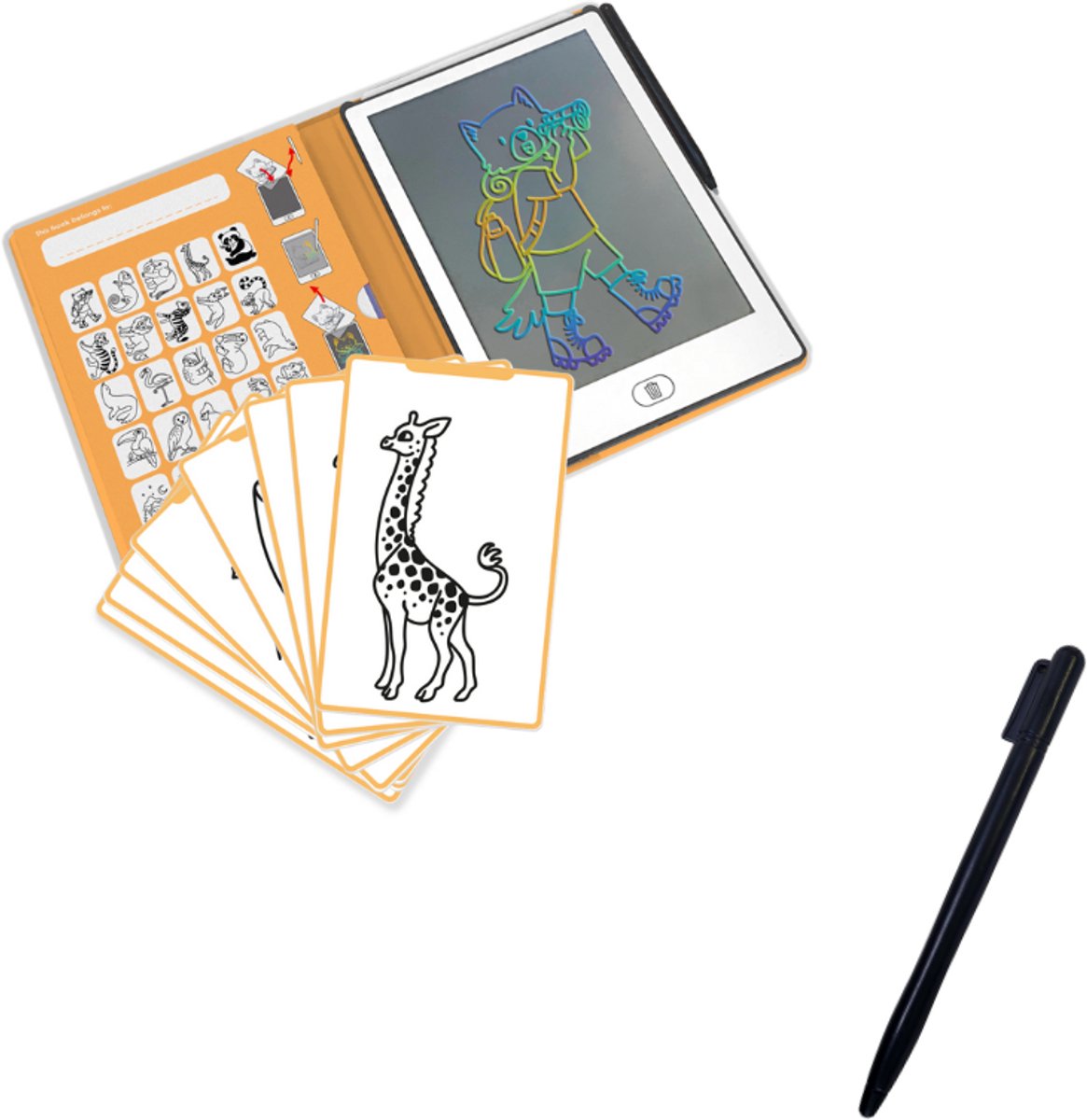 BEAU by Bo Kidywolf Kidydraw Mini Tekenboek met LCD-scherm - Dieren + Extra Pennetje