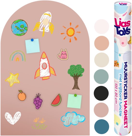 Muursticker aimanté avec fonction tableau noir - 100x80 - Arche murale - Sticker aimanté - Tableau magnétique - Rose camel