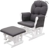 Relaxfauteuil MCW-C76, schommelstoel met hocker ~ stof/textiel, donkergrijs, frame wit