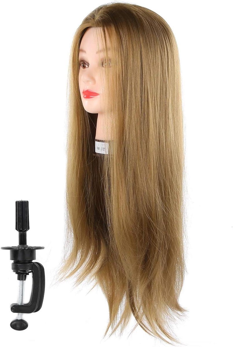 Allecto plus - Echt Haar Mannequin Hoofd met Standaard voor Kappers Praktijk - Training - Kosmetologie - Geschikt voor Hairstyling en Vlechtwerk
