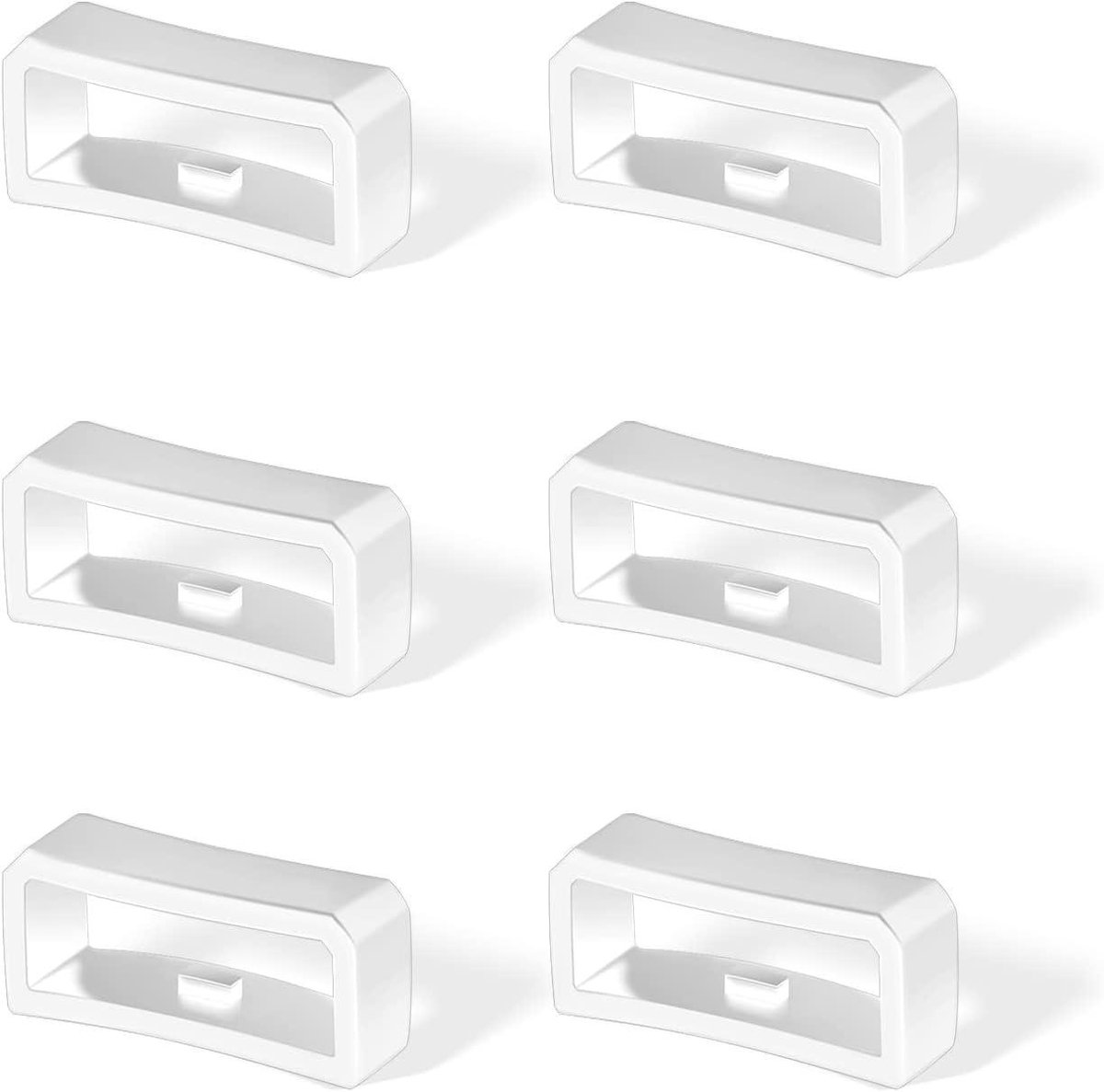 Allecto Plus - Set van 6 Horlogeband Houder Lus 18mm - Siliconen Vervanging Voor Smartwatchband - Wit - Duurzaam en Handig in Gebruik