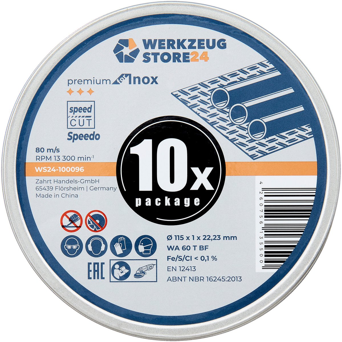 WS24 10x speciale snijschijf 115 x 1 x 22 FastCut Inox in metalen...