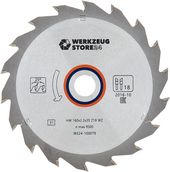 Cirkelzaag HW 160x2.2/1.6x20 Z56 TCG -6°NEG CMT, 296.160.56H