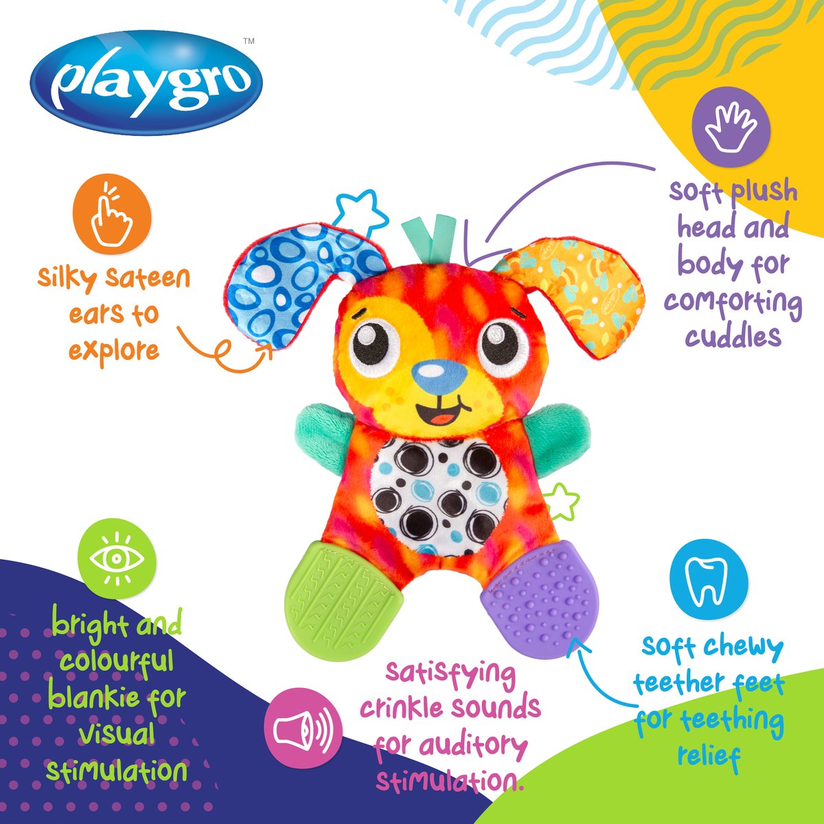 Crinkle Blankie Penny Puppy- rammelaar - Speelgoed Baby -knuffeldoekje - Baby Speelgoed - Educatief baby speelgoed- bijtring — afbeelding 2