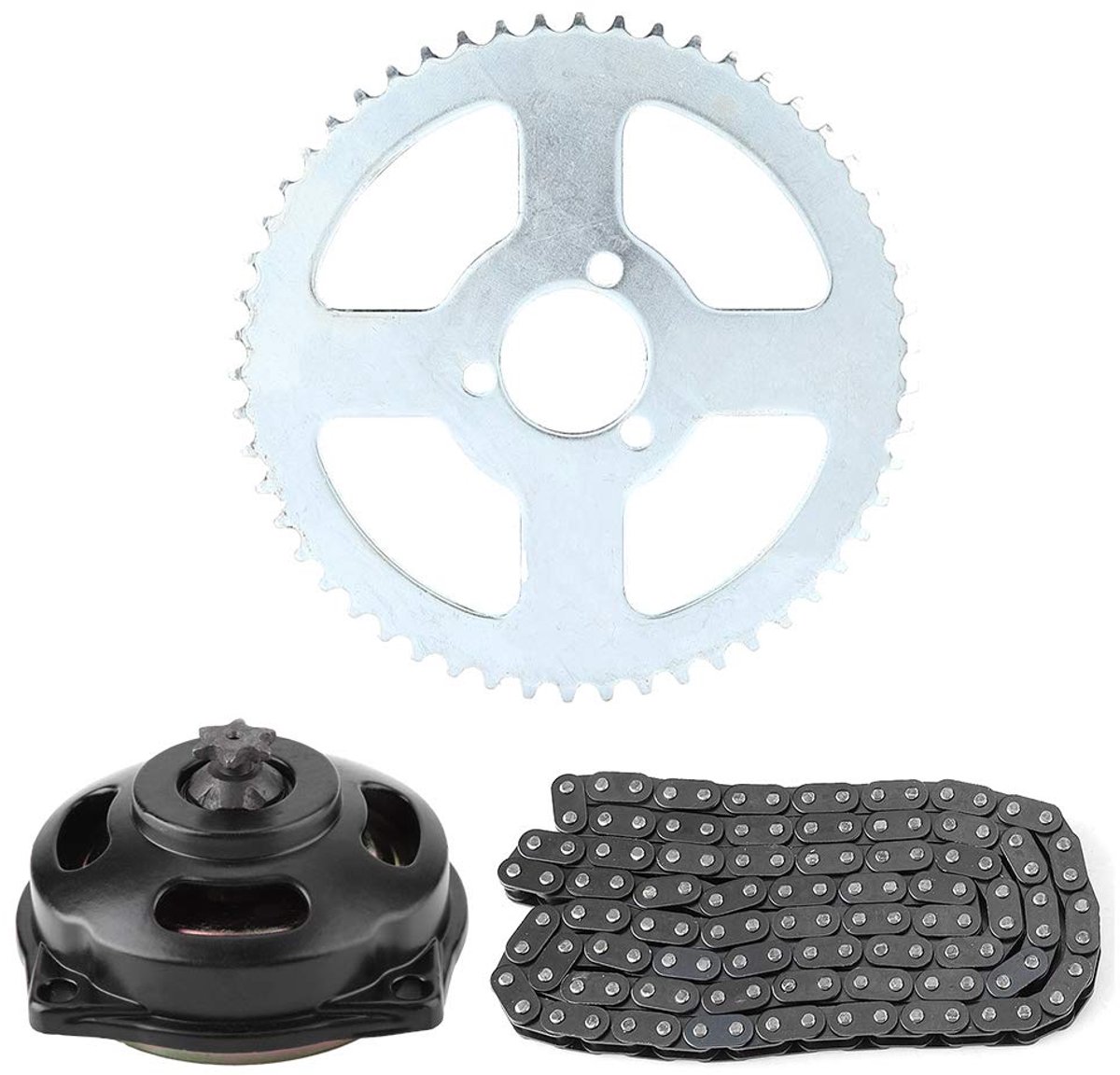 Kettingset T8F met 6T aandrijving en achterwiel voor motorfiets
