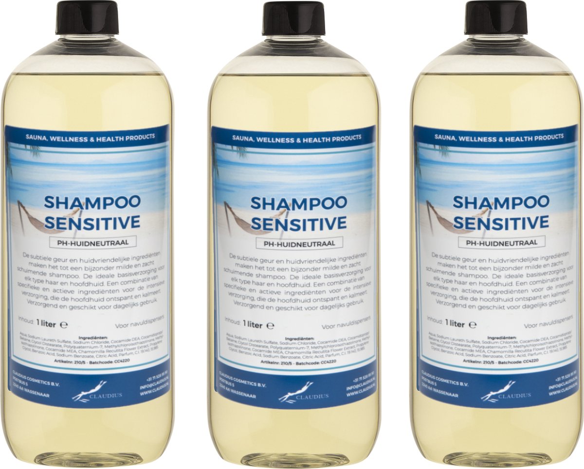 Shampoo Sensitive Care - 1 liter (transparant) - 3 Stuks - Voordeelverpakking - Haarverzorging