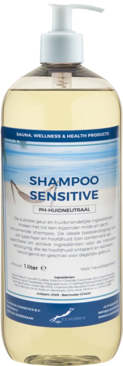Shampoo Sensitive Care - 1 liter (transparant) met witte pomp - Haarverzorging