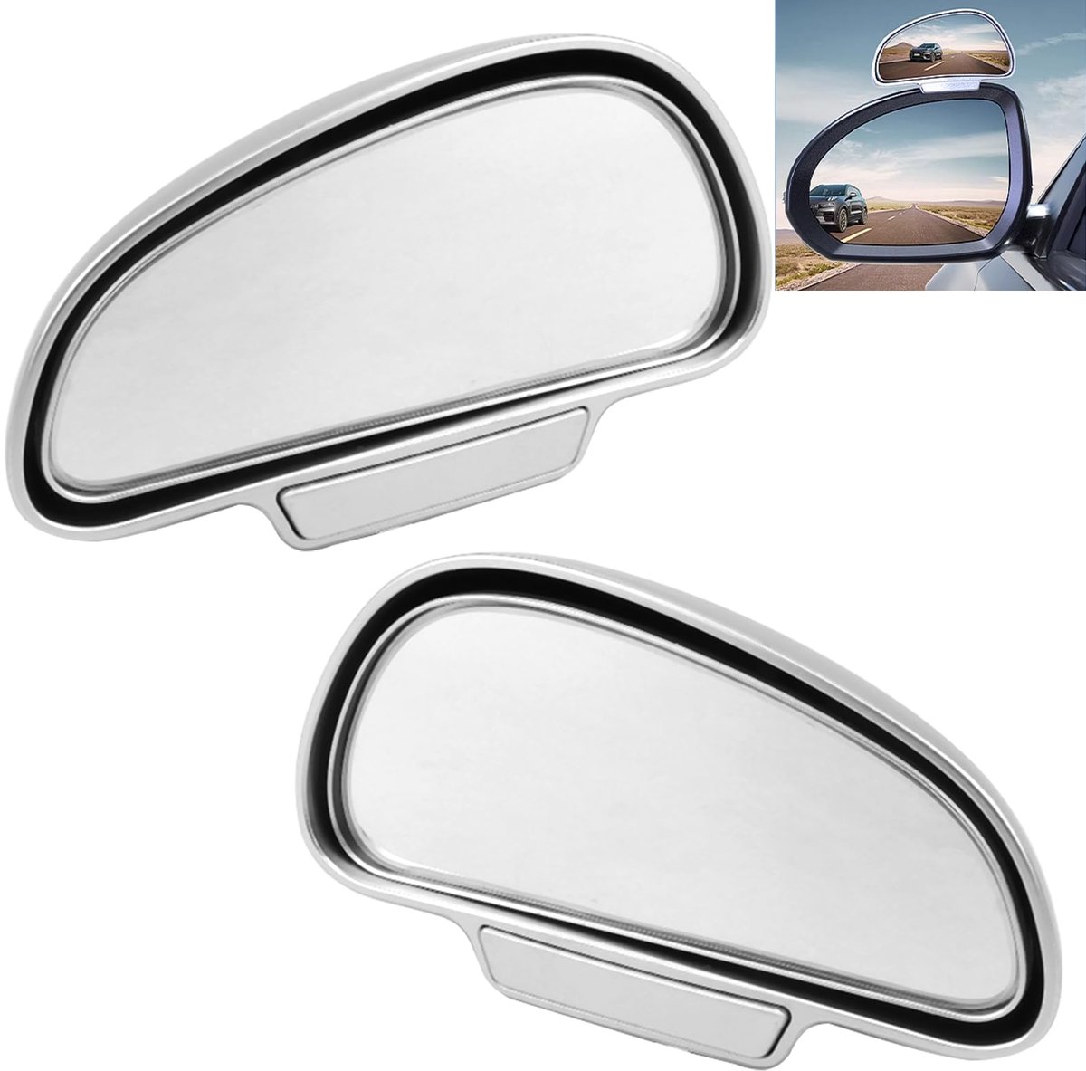 Image of 2 Pieces Dead Corner Mirror, 360 Degree Wing Mirror, Blind Mirror, Universal Blind Mirror for Vehicles, Suitable for Car, Truck, SUV, Driving School Mirror in Silver