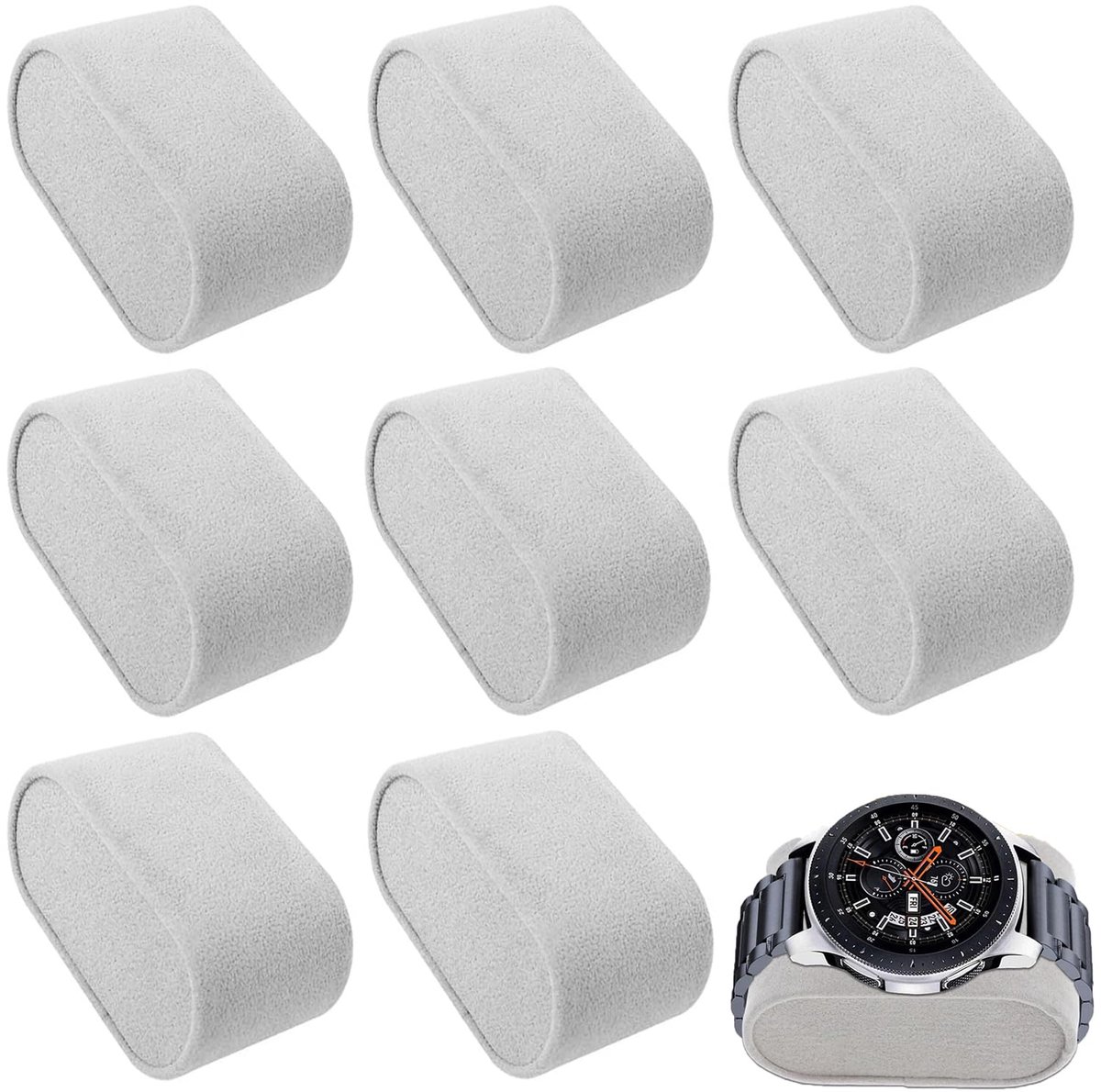 Watch Pillow, 8 Pcs Watch Display Pillow, Boxes Pillow Watch Holder, Soft Faux Velvet Watch Display Pad Jewelry Display Stand Cushions for Watches Bracelets and Other Jewelry (Grey)