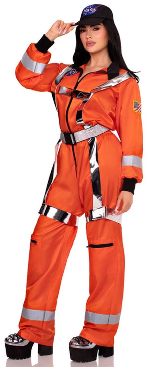 Leg Avenue - Cosmic Astronaut ZipUp Jumpsuit Kostuum - L - Oranje