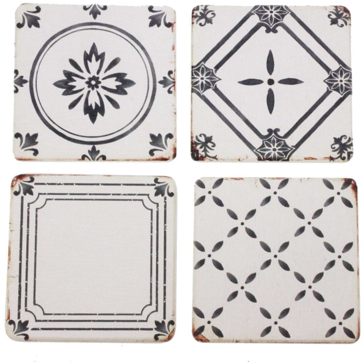 Onderzetters Zwart/Wit Motief – Set van 4 – 10×10 cm – Stijlvol & Praktisch