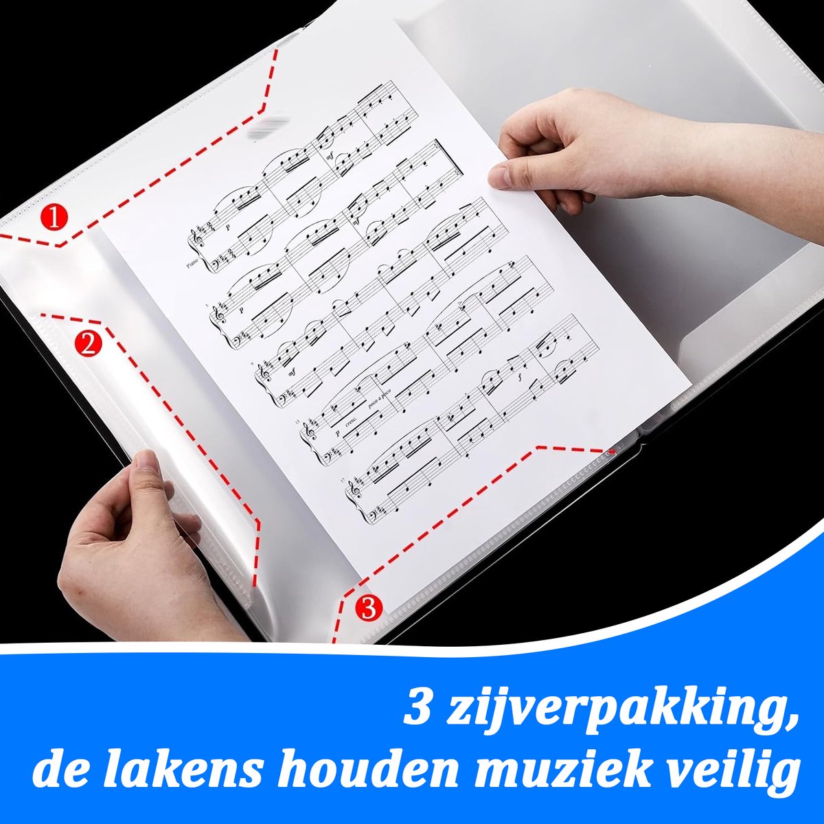 Muziekbestandenmap A4 muziekmap papierdocumenten muziekthema 40 vakken opbergmap