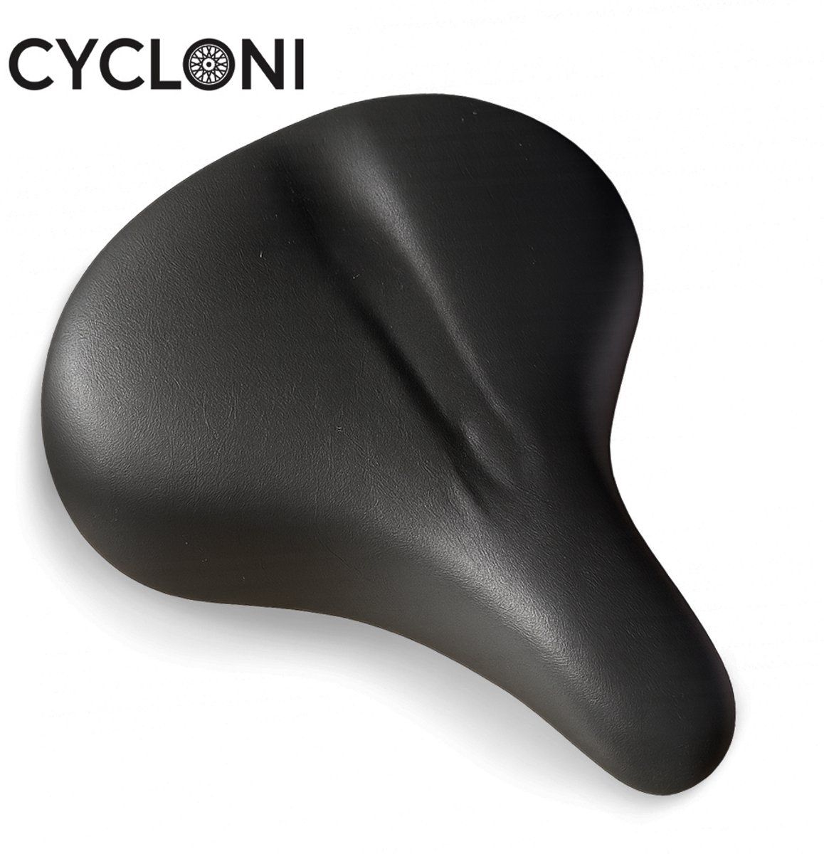 Cycloni Comfortabel Gelzadel – Fietszadel met Veer & Reflector – 26x25 cm – Zwart – Universeel Zadel voor Stadsfiets, Mountainbike & Racefiets