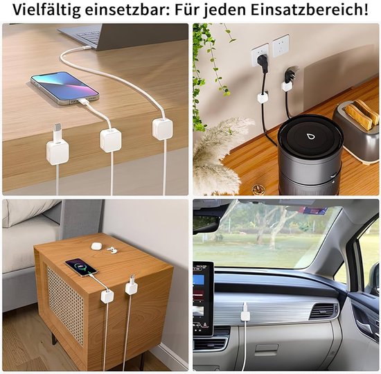Kabelhouder Clips, 10 Stuks Kabelclips, Zelfklevende Kabelclips, Kabelmanagement Koord Organizer Siliconen Zelfklevend voor USB-Oplaadkabel Netsnoer Muis Kabel Draad pc Kantoor Thuis - Zwart