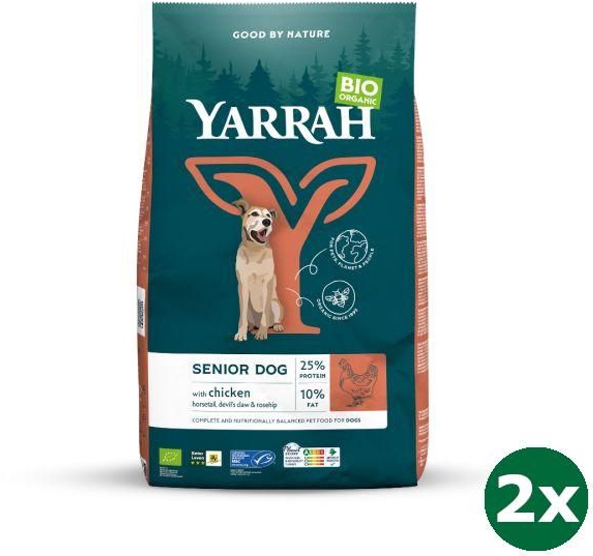 Yarrah 2x10 kg Yarrah dog biologische brokken senior hondenvoer NL-BIO-01