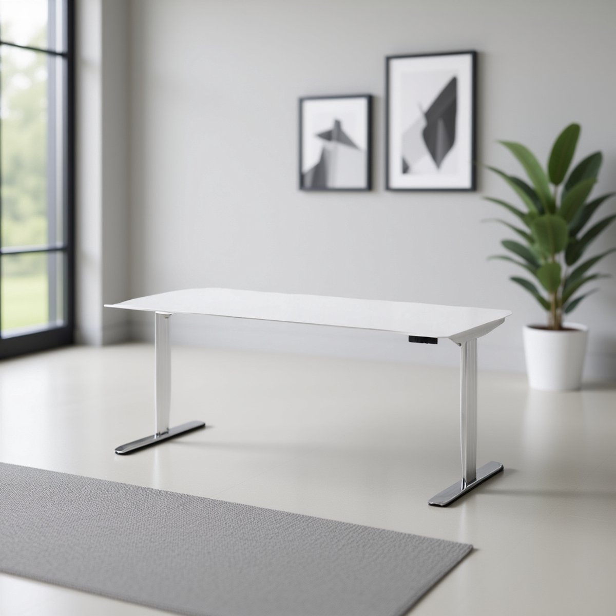 Elektrisch Verstelbaar Bureau – Hoogteverstelbaar Schrijf- en Computertafel 180 x 80 cm – Ergonomische Home Office Werkplek – Stil Motor Geluid <48dB – Modern Wit Metaal & Melamine – HomeByNicole