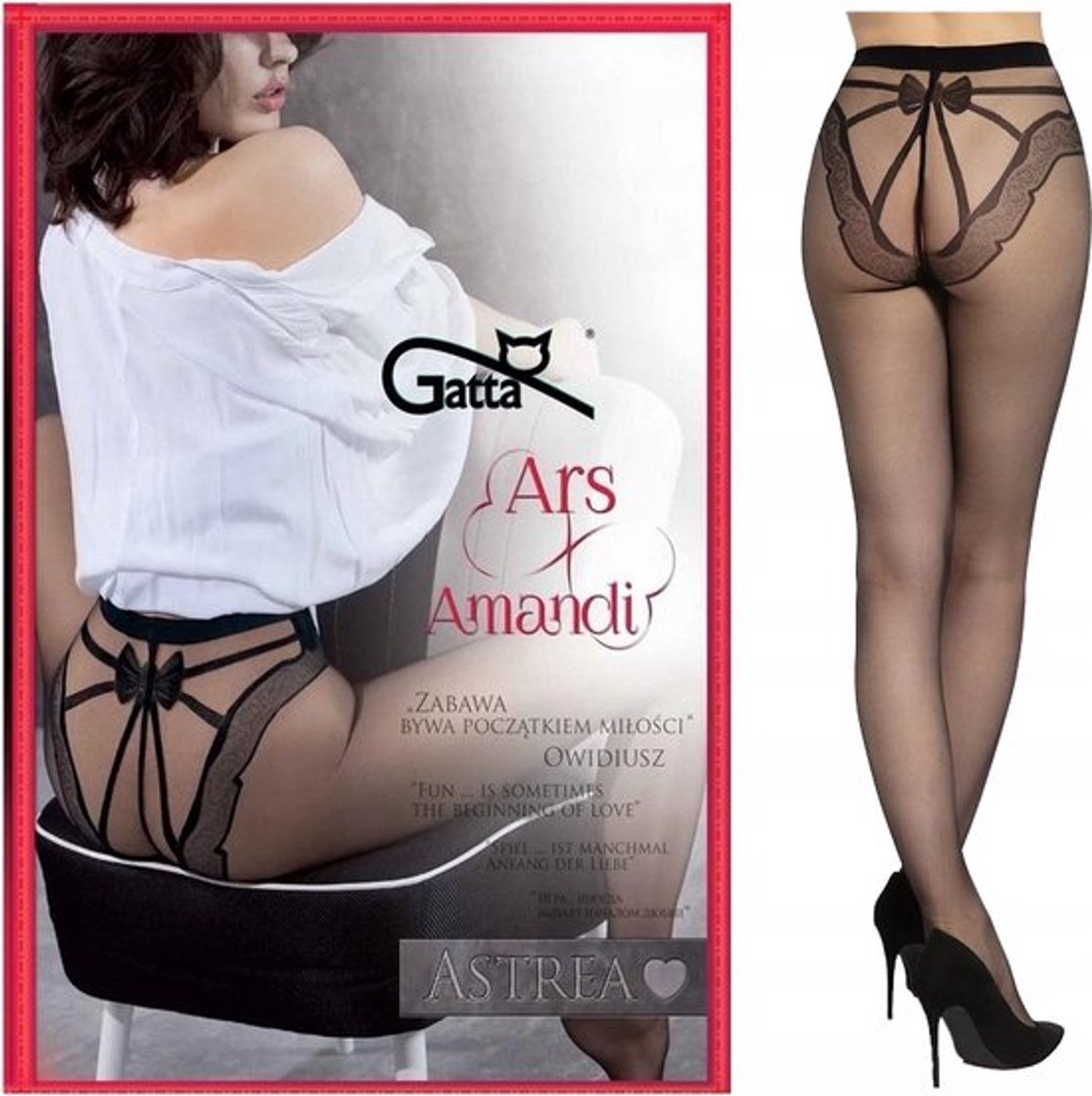 Gatta – Panty’s Dames – Maat M – Elegante Panty met Strik Design – Cadeauverpakking – Zwart