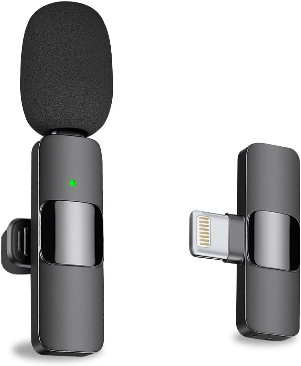Mmgoqqt - Professionele draadloze lavaliermicrofoon voor iPhone-iPad - Draadloze omnidirectionele condensatormicrofoon voor interviewvideo's-podcasts-vlogs en YouTube