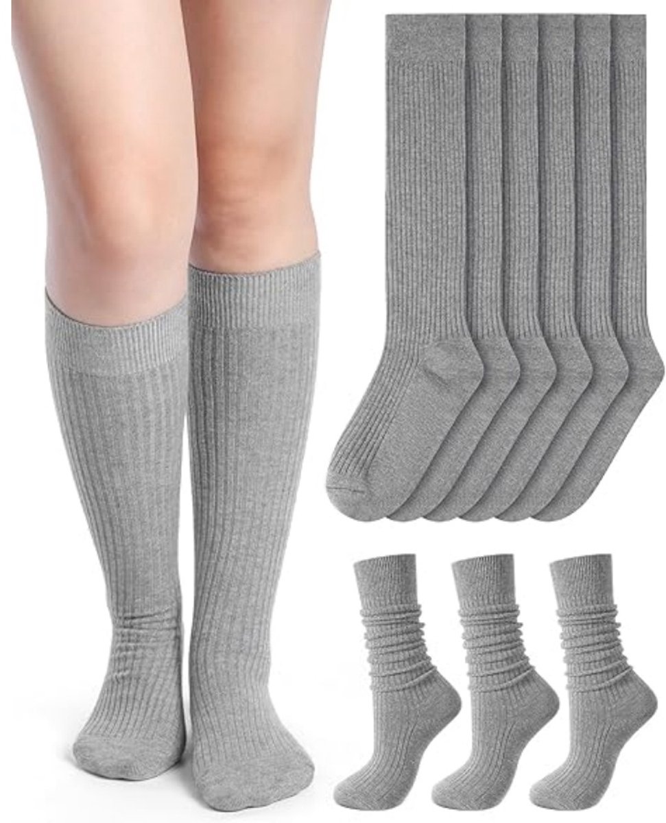 Daity 3 Paar - Sokken - Damessokken - Kuitsokken - Vloersokken - Katoenen sokken - Compressiesokken - One Size - Grijs