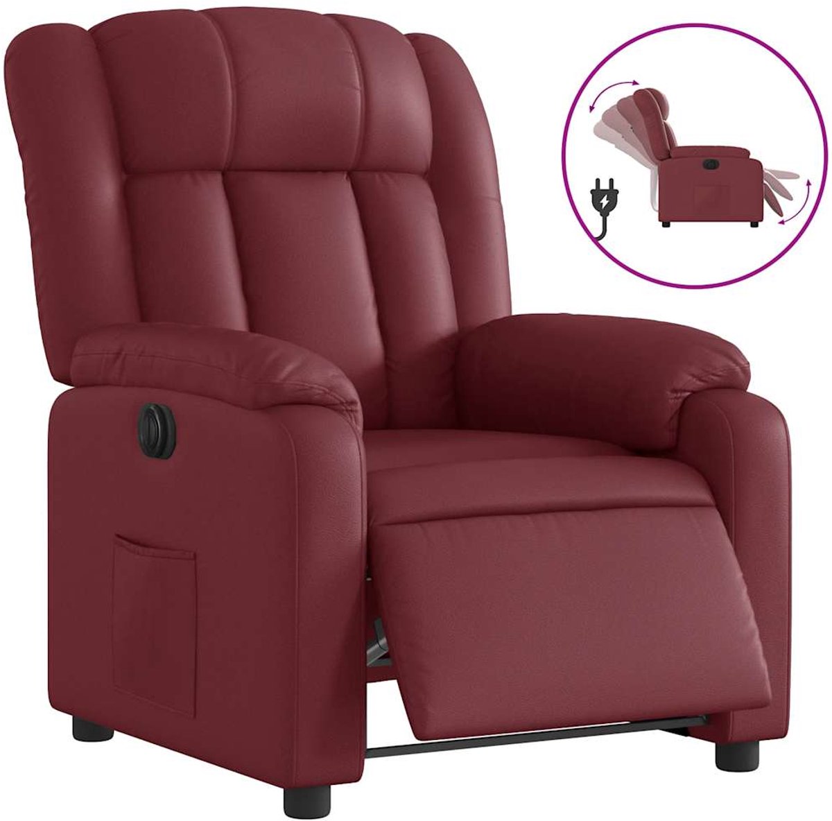 vidaXL Fauteuil - verstelbaar - elektrisch - kunstleer - wijnrood