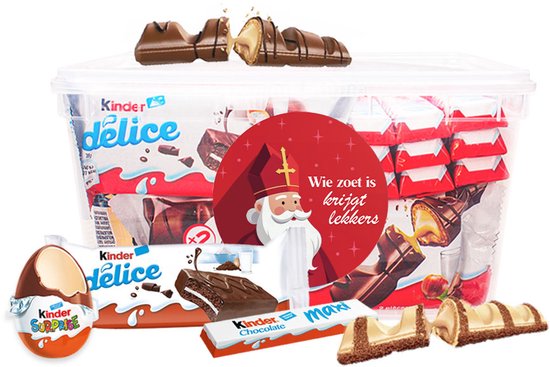 Kinder chocolade - Partymix van Sinterklaas - "Wie zoet is, krijgt lekkers!" - 850g