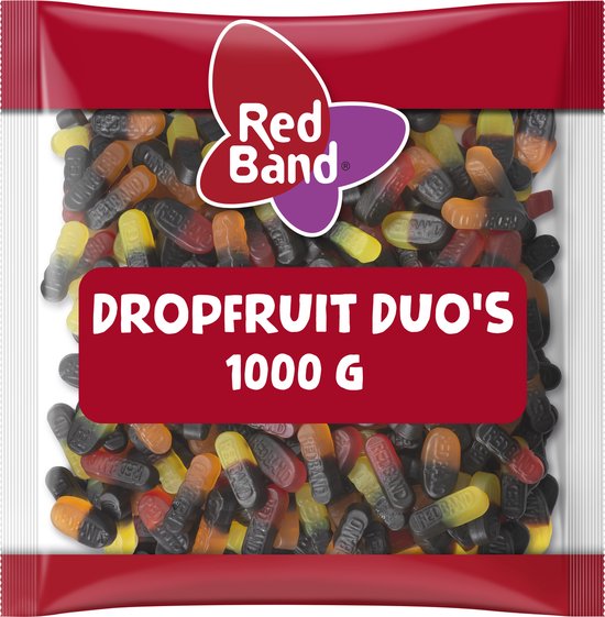 Red Band Dropfruit duo's - snoep mix - drop & fruitsmaak - zak 1000g