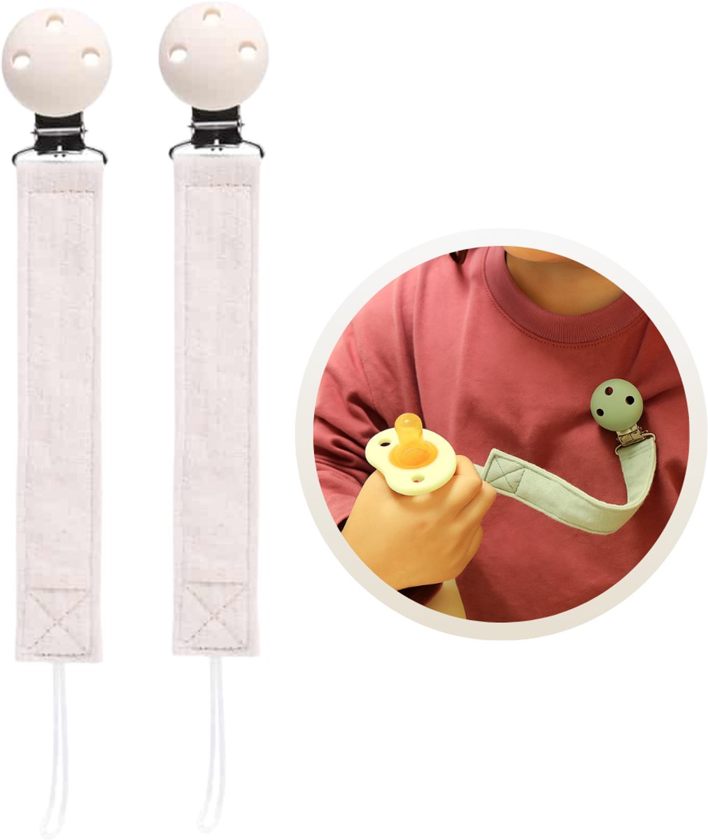 Funnies Speenkoord 2-Pack Milk - Speenkoorden - Speenlint - Fopspeenkoord - Fopspeenhouder - Baby Accessoires - Speenketting - Voor Jongens en Meisjes - Kinderwagen - Set van 2 Stuks - Kleding - Veilig - Duurzaam - Handig
