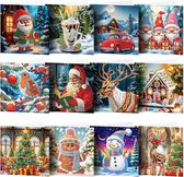 Kerstkaarten diamond painting-12 kerstkaarten met enveloppen-Kerstkaarten maken-Diamond Painting Wenskaartenset - Kerstthema - 12 DIY Kerst Diamant Wenskaarten - Gewikkelde Diamantpen-B