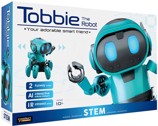 Construct & Create Tobbie de Robot blue - Experimenteerset - Robot Bouwpakket - Programmeerbaar - AI Robot