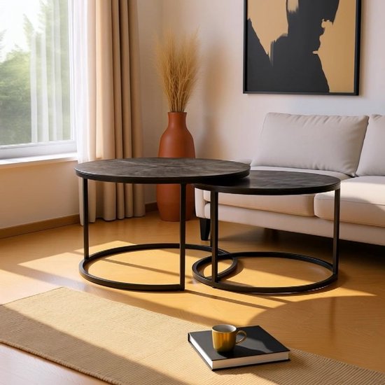 Rivièra Maison Salontafel Harbour Island Eikenhout, Set van 3 stuks - 537130