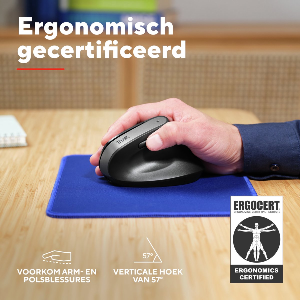 Trust Bayo+ ergonomische muis - Multi-device Bluetooth & USB thumbnail 2