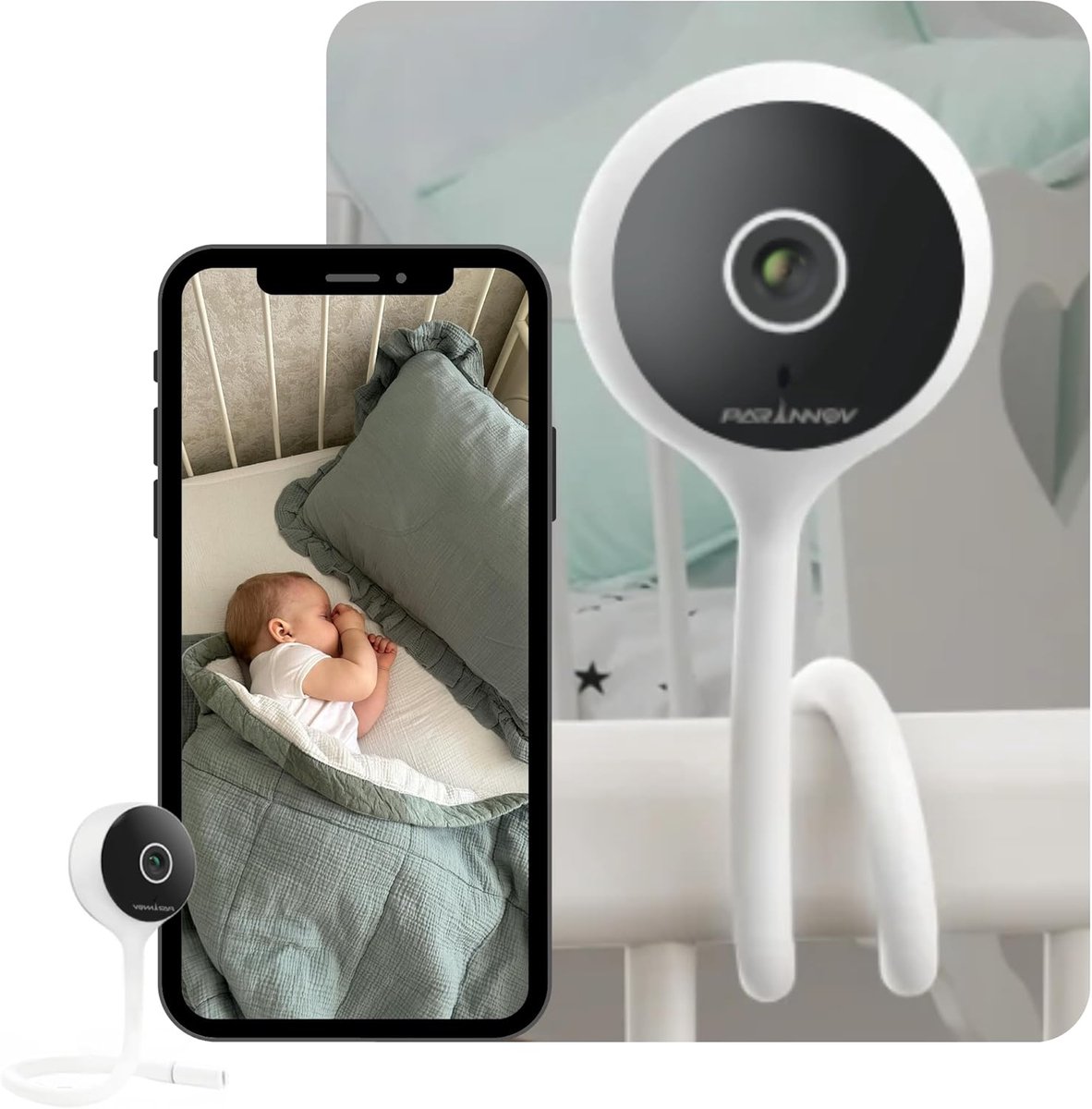 Image of 3MP Video Babyfoon met WiFi, Huildetectie, Nachtzicht en Temperatuurmonitoring
