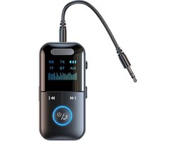 Bluetooth 5.4 audiozender/ontvanger, 4-in-1 draadloze zenderadapter, lage latentie/HD-scherm/TF-kaart AUX-adapter voor vliegtuig, auto, laptop, radio, tv